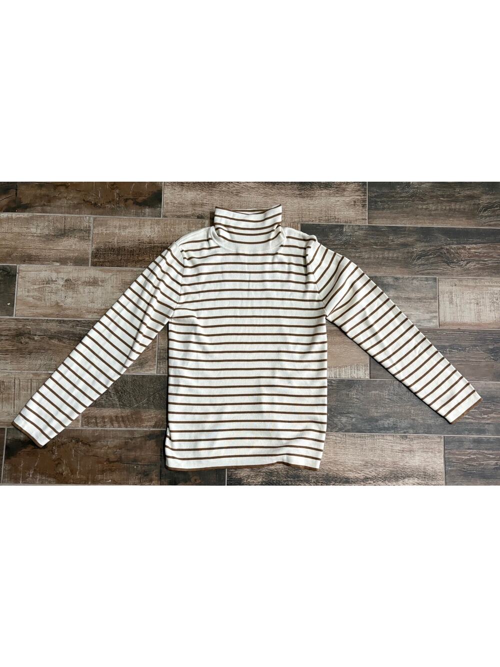 $1,395 NWT Tod’s Cashmere Blend Turtleneck Sweater Brown White Stripe Luxury S